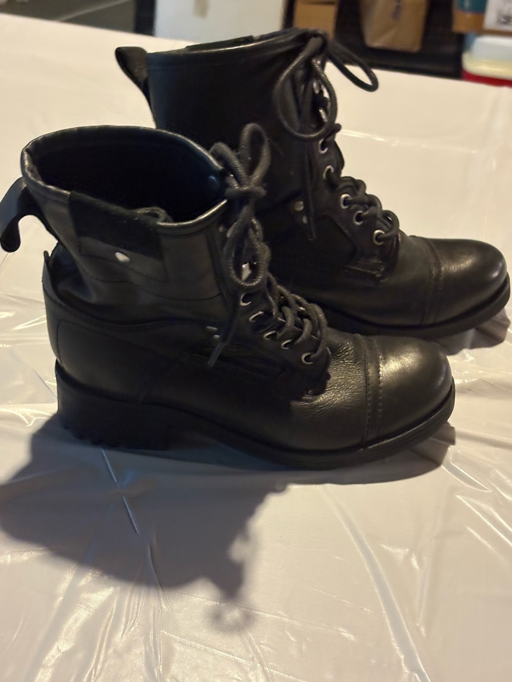 Ladies Black Lace-Up Combat Boots